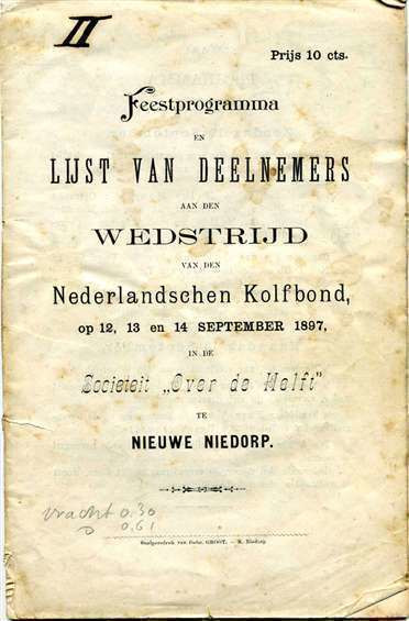 Feestprogramma, Lijst van deelnemers NK Kolf - 1897