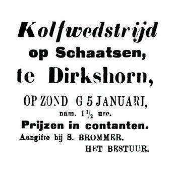 Kolfwedstrijd op schaatsen te Dirkshorn. 1905