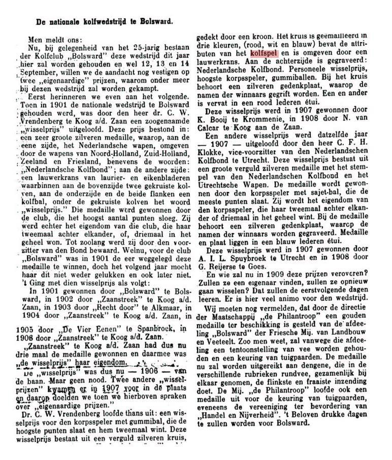 Nationale kolfwedstrijd - 1909