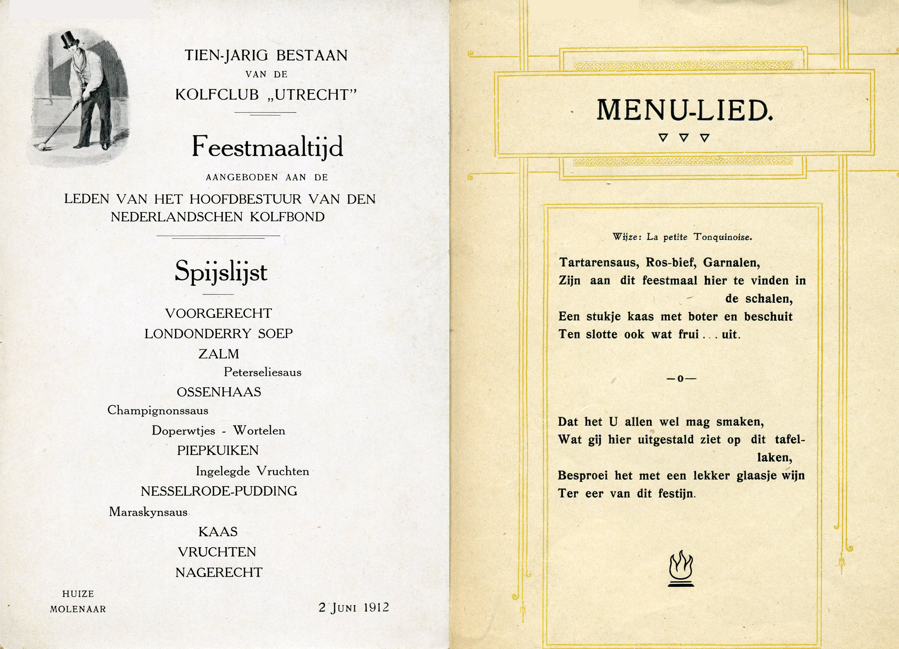 10-jarig bestaan kolfclub Utrecht St. Eloyen Gasthuis. 1912