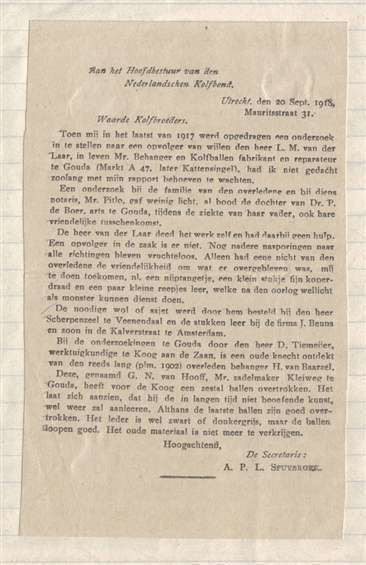 Verslag als brief. 1918