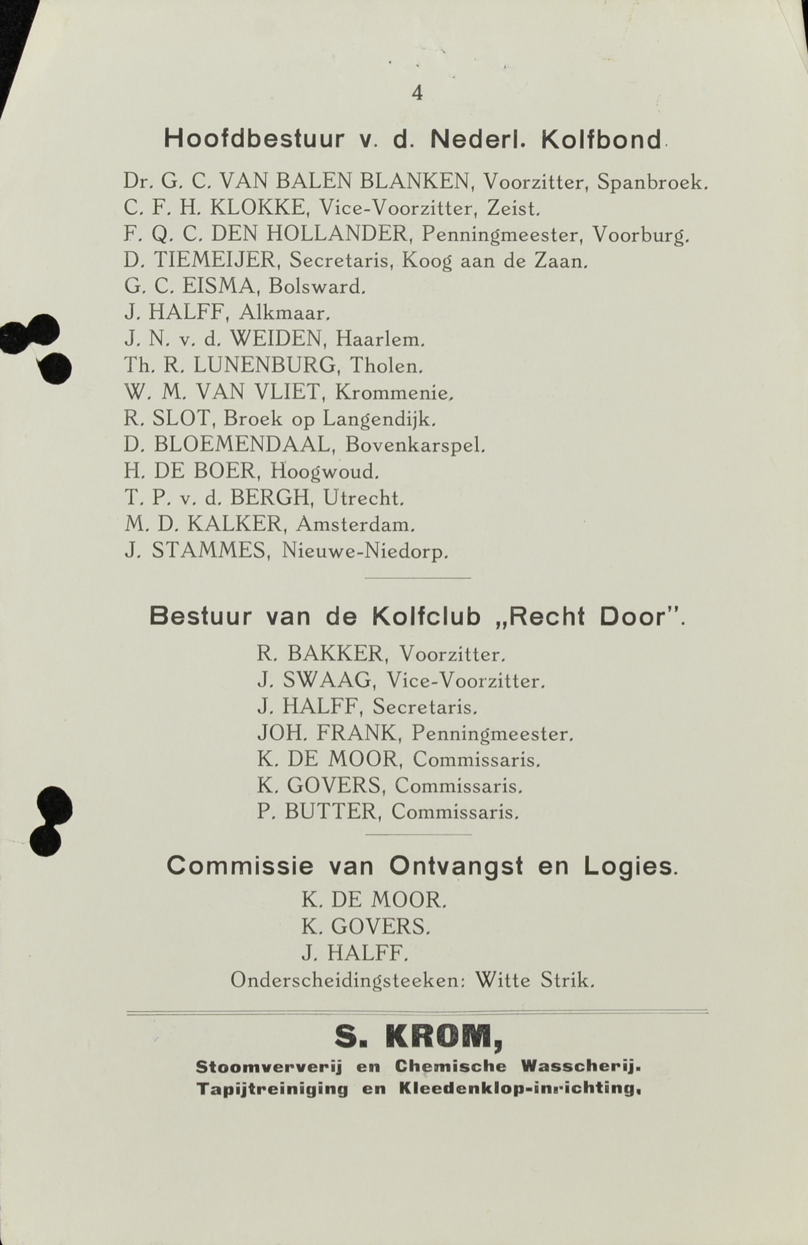 Hoofdbestuur van de Nederlandsche Kolfbond - 1925