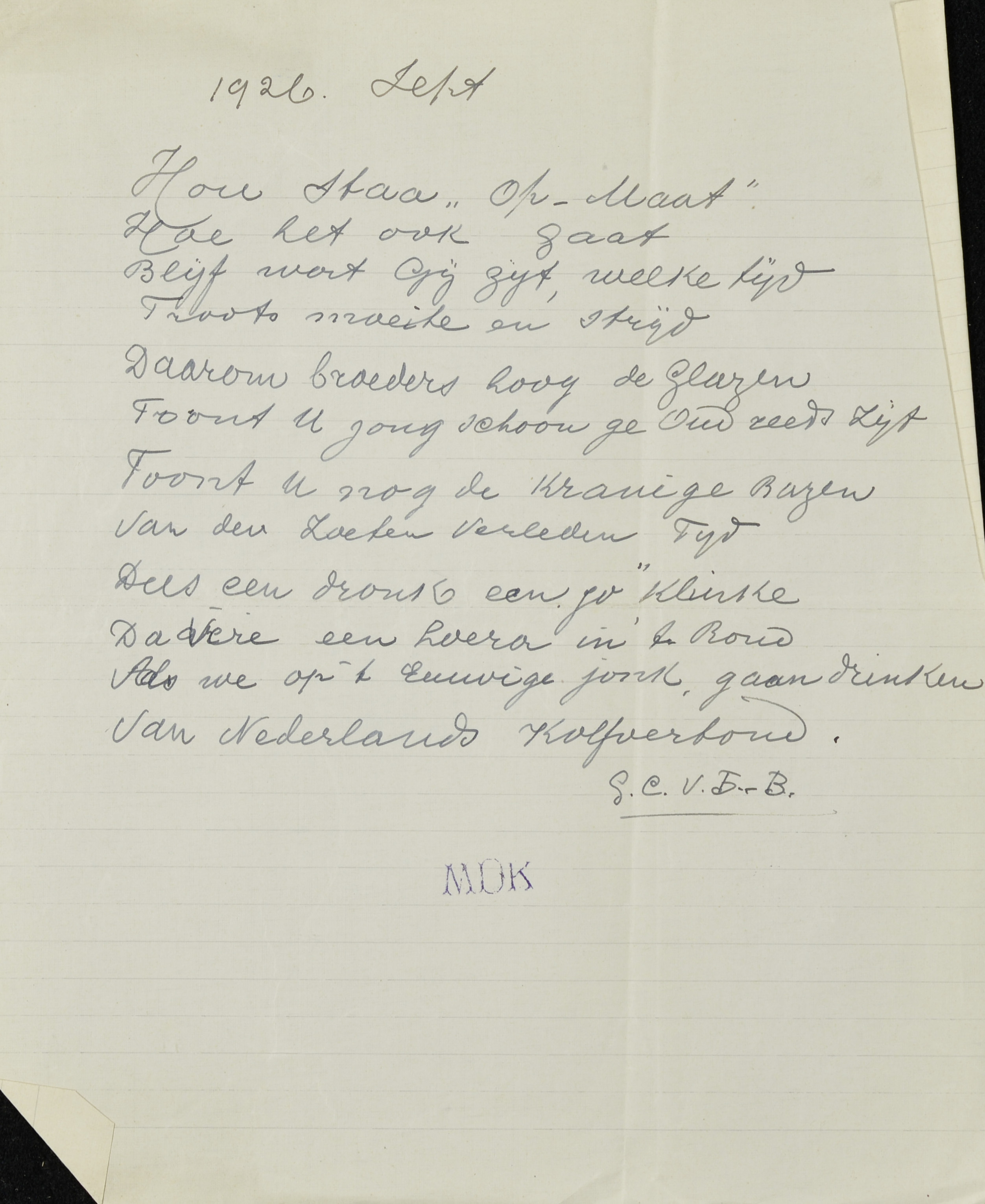 Kladnotitie dr. G.C. van Balen Blanken - 1926