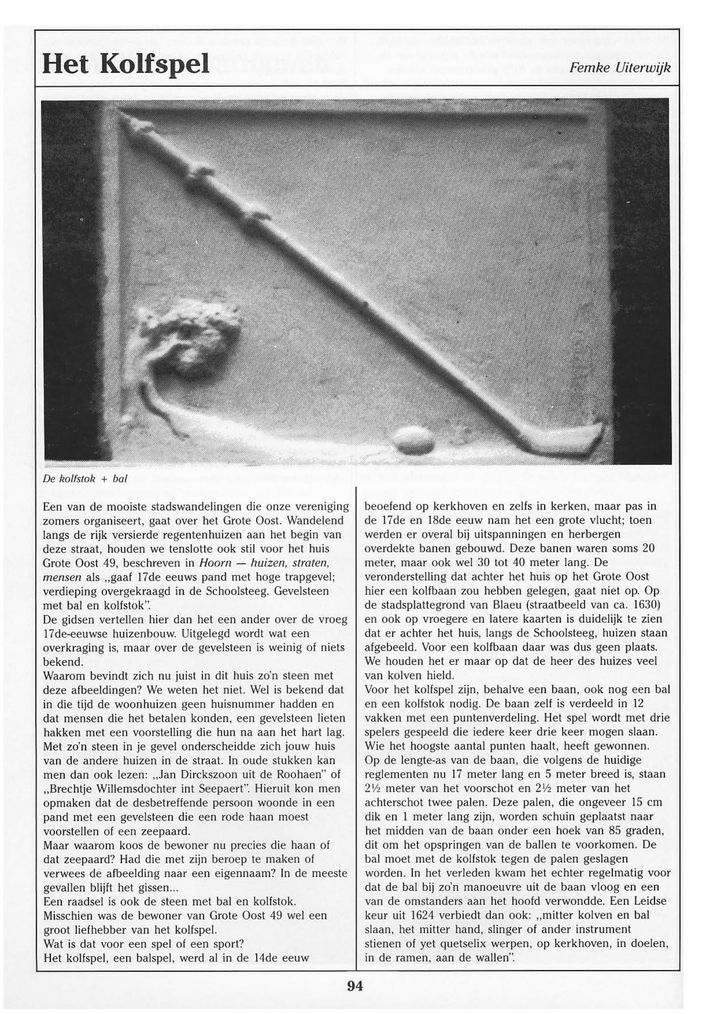 Femke Uiterwijk, Het Kolfspel - 1985