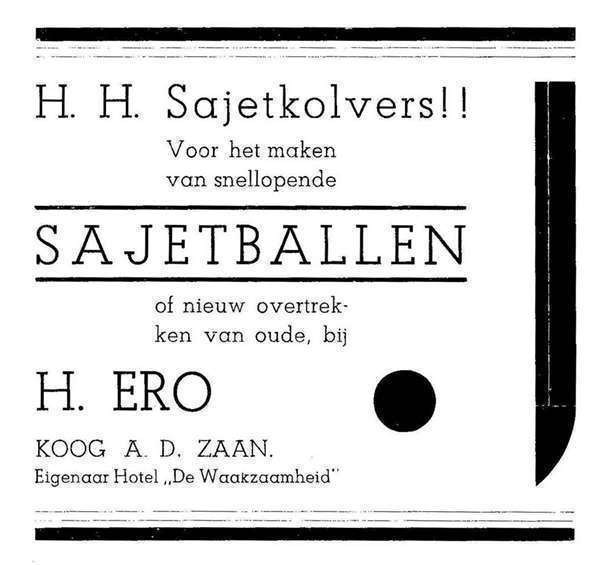 Advertentie sajetballen. 1936