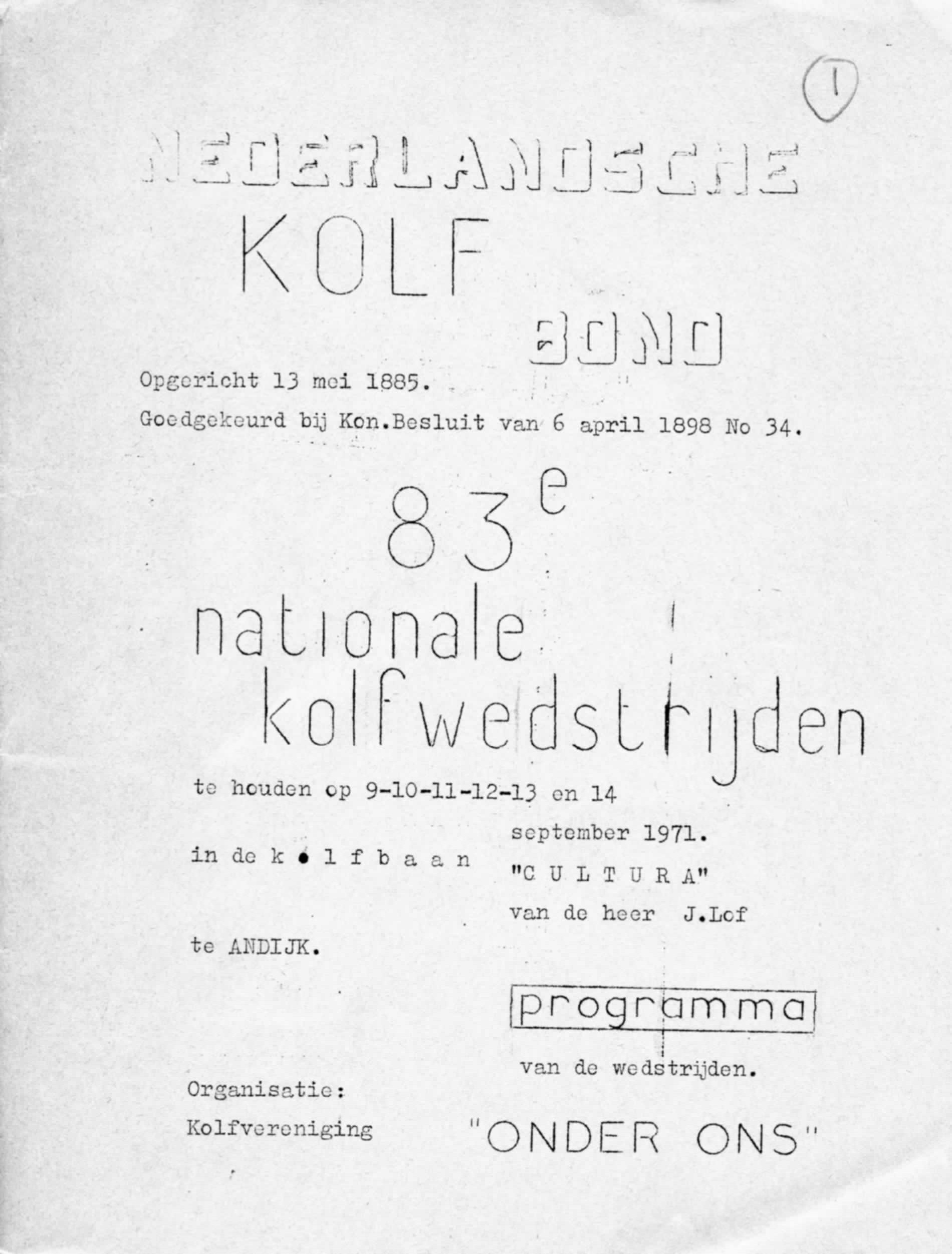 Programmaboekje Nationale Kampioenschappen - 1971