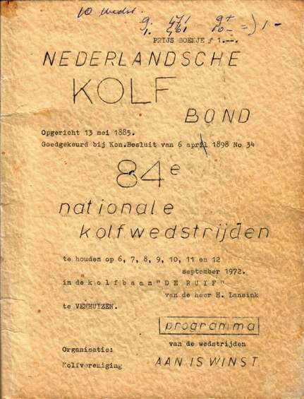 Programma Nationale Kolfwedstrijden - 1972