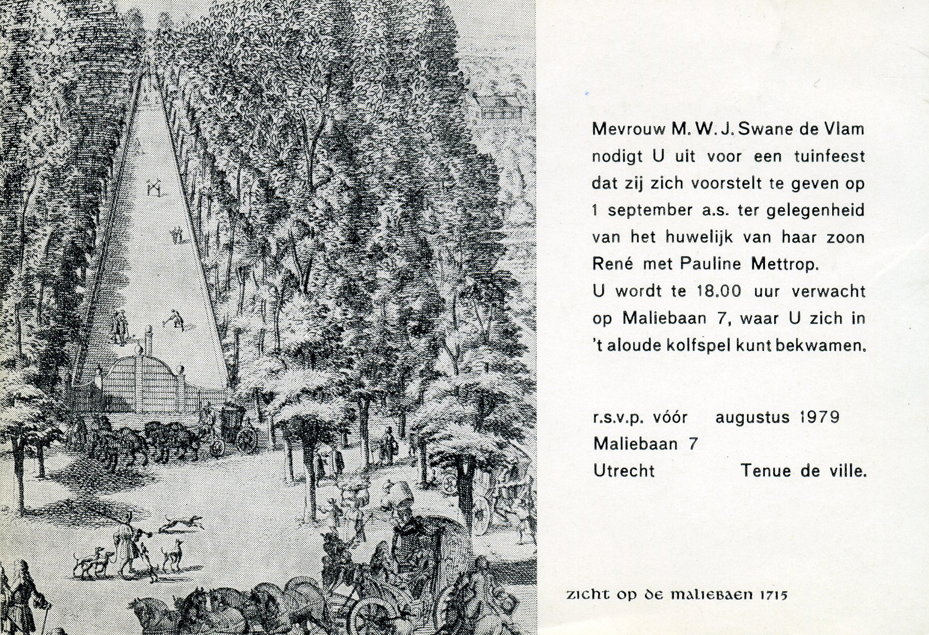 Uitnodiging huwelijksfeest. 1979