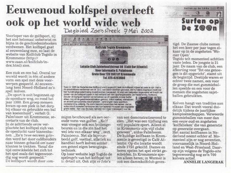 TOGIDO op internet. 2002