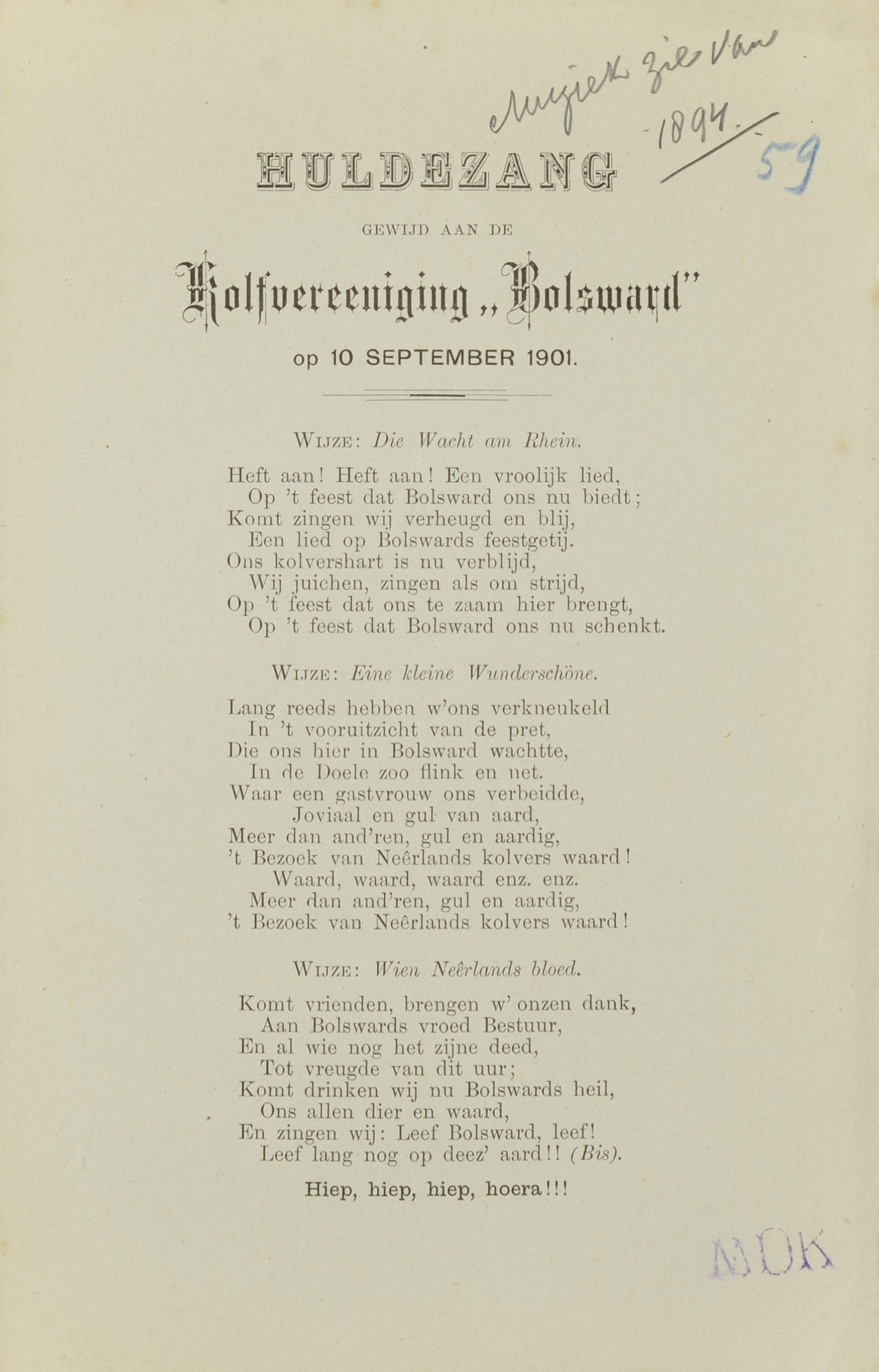 Huldezang. 1901