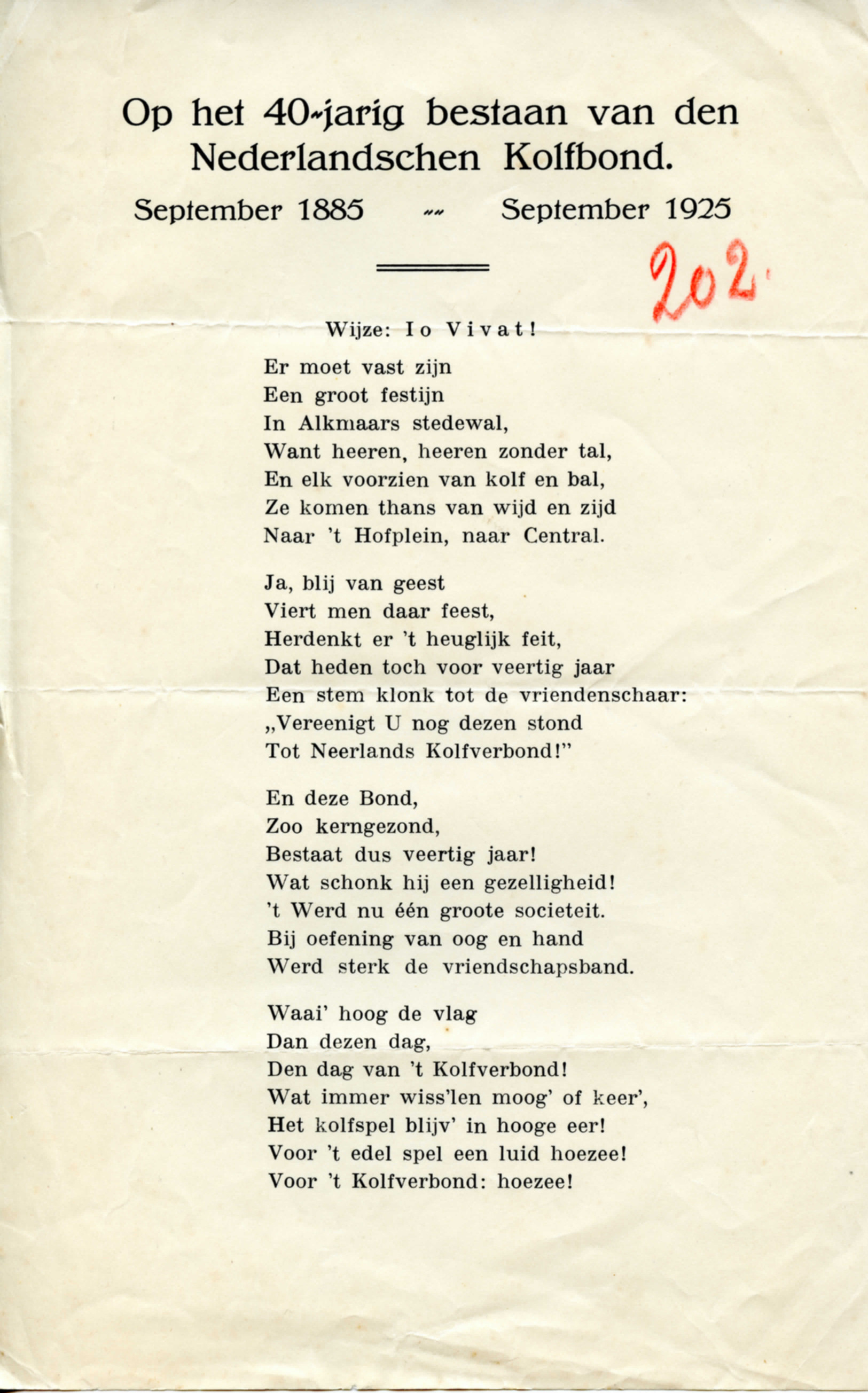 Op het 40-jarig bestaan van den Nederlandschen Kolfbond - 1925