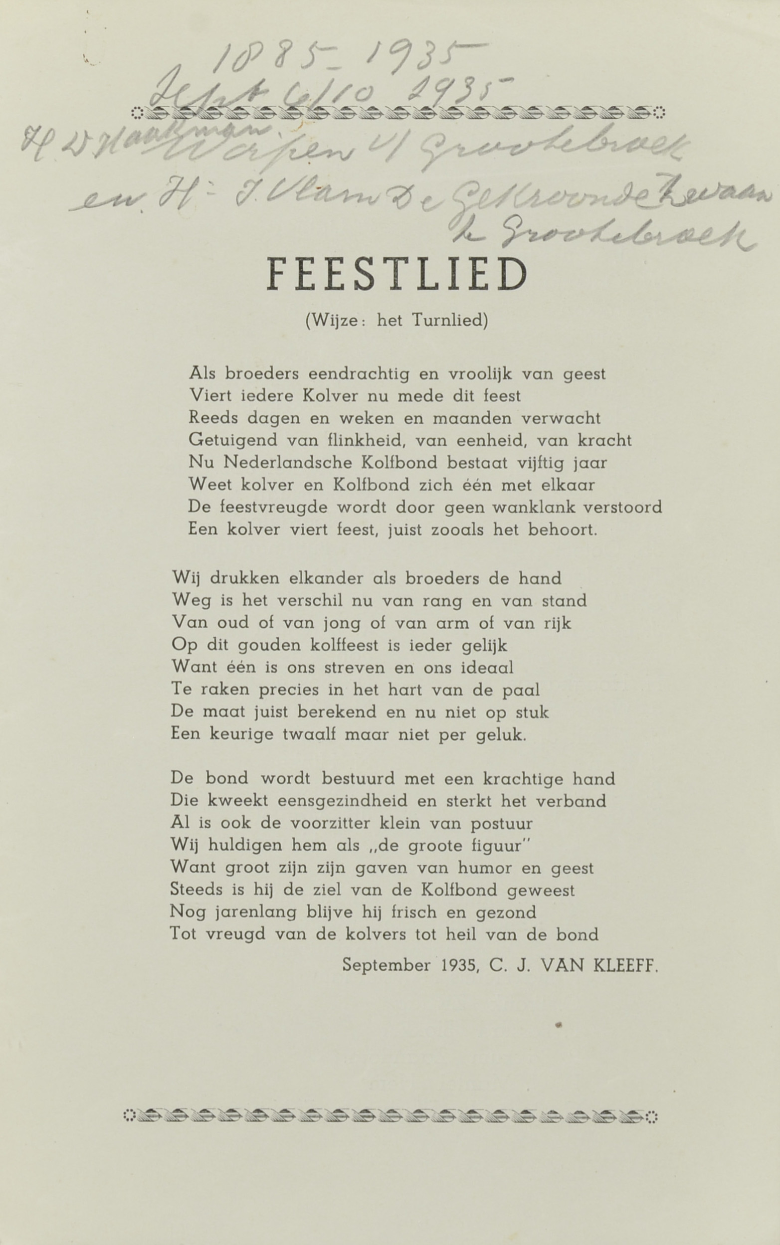 Feestlied - 1935