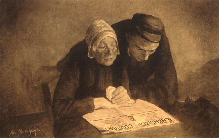 Albert Neuhuys, De Enkhuizer Courant, Willem Tensen en zijn moeder. Ca. 1910