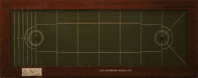 Miniatuur kolfbaan 1:10. Ca. 1987-1988