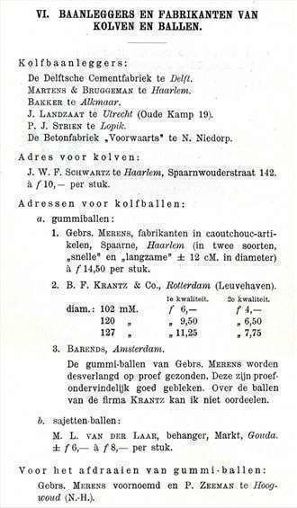 A.P.L. Spuybroek, Baanleggers, fabrikanten van kolfstokken en kolfballen. 1909