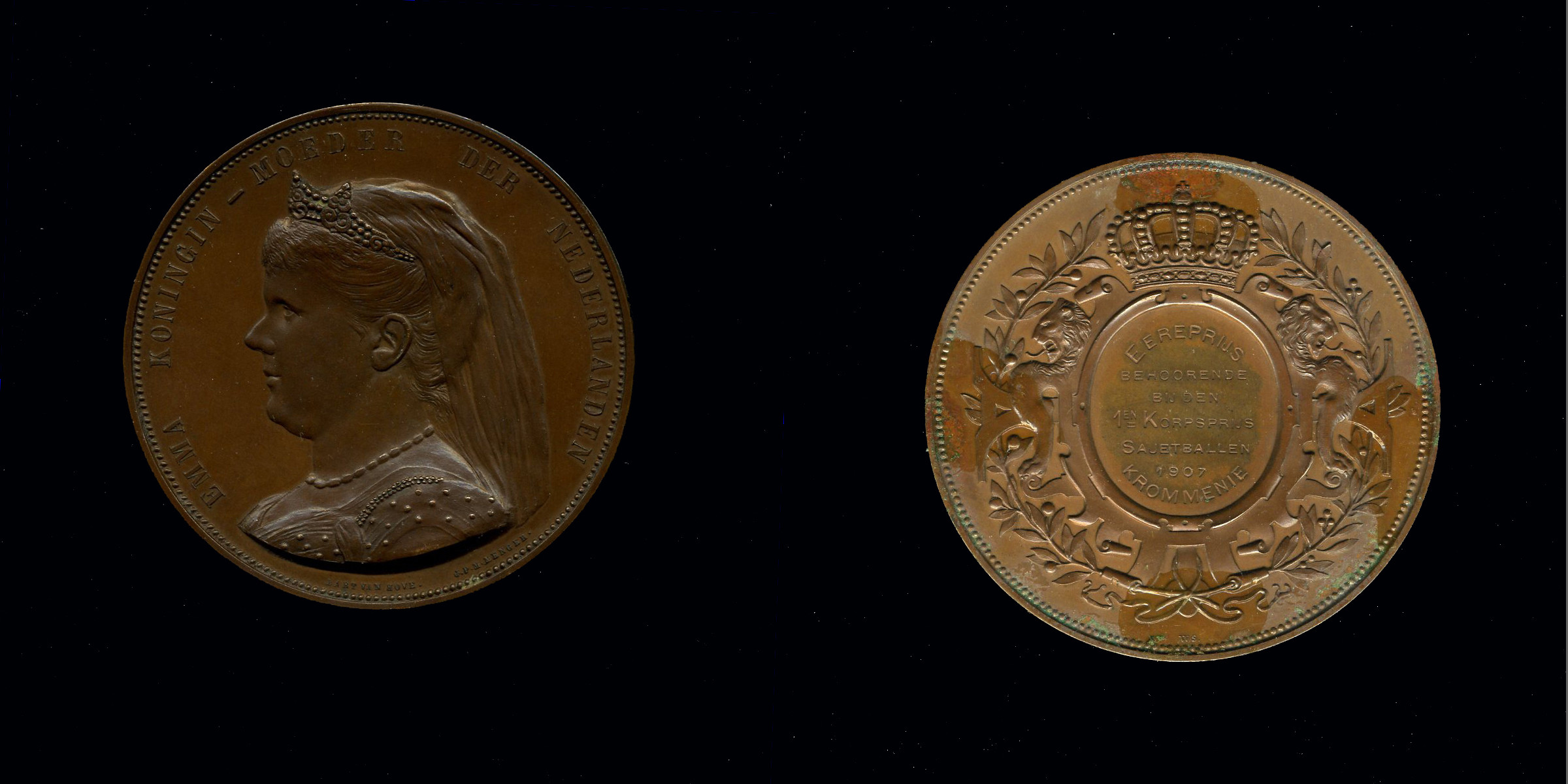 Bronzen kolfmedaille, Het Moriaanshoofd, Wormer. 1895