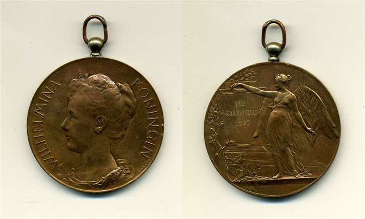 Bronzen kolfmedaille, Koningin Wilhelmina, Het Moriaanshoofd, Wormer. 1907
