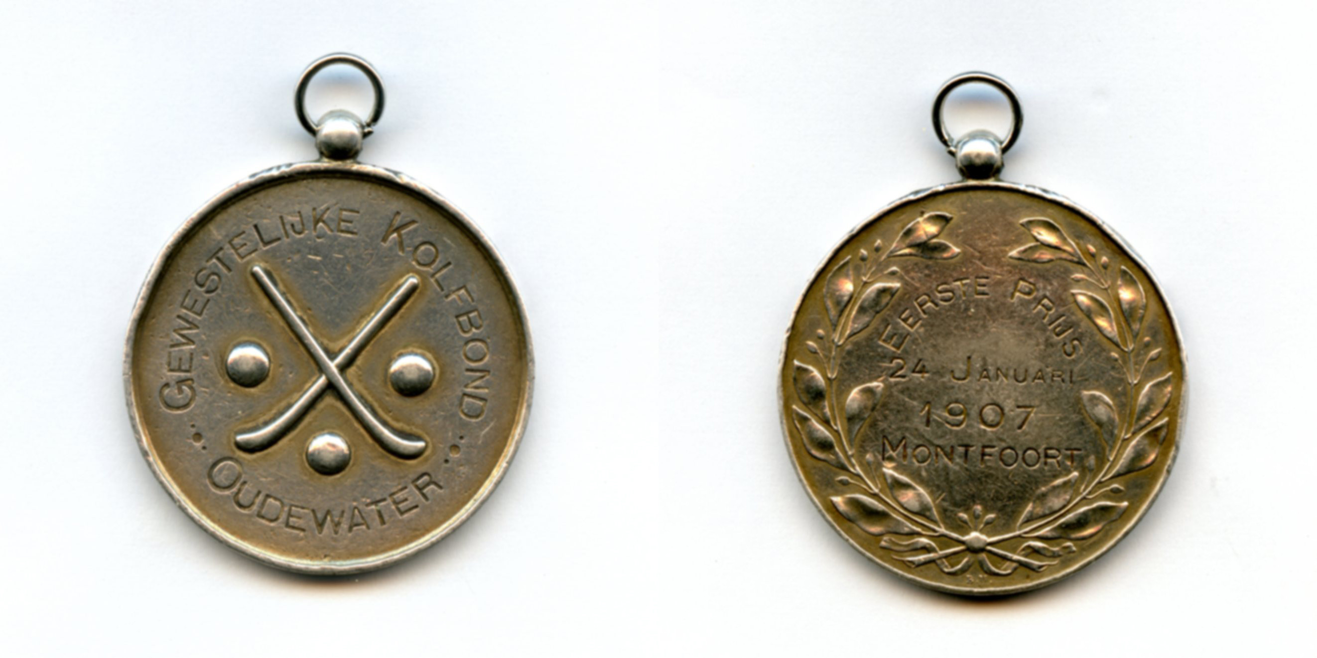 Zilveren kolfmedaille, Gewestelijke Kolfbond Oudewater, Oefening baart Kunst. 1907