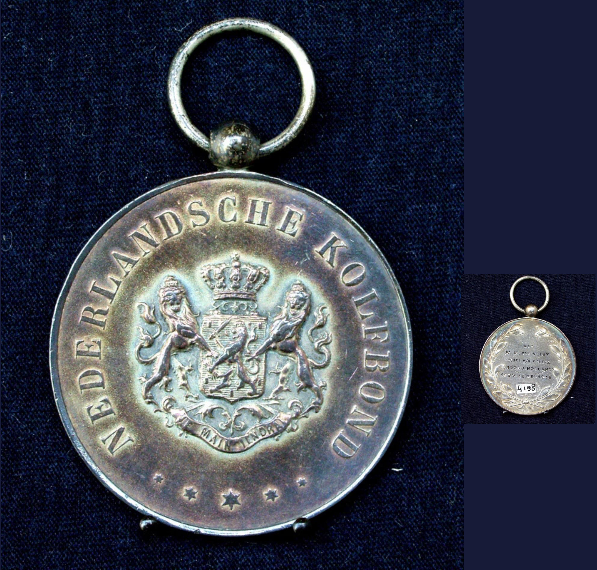 Zilveren herinneringsmedaille, Kolfbond, Noord-Holland, W.M. van Vliet. 1915
