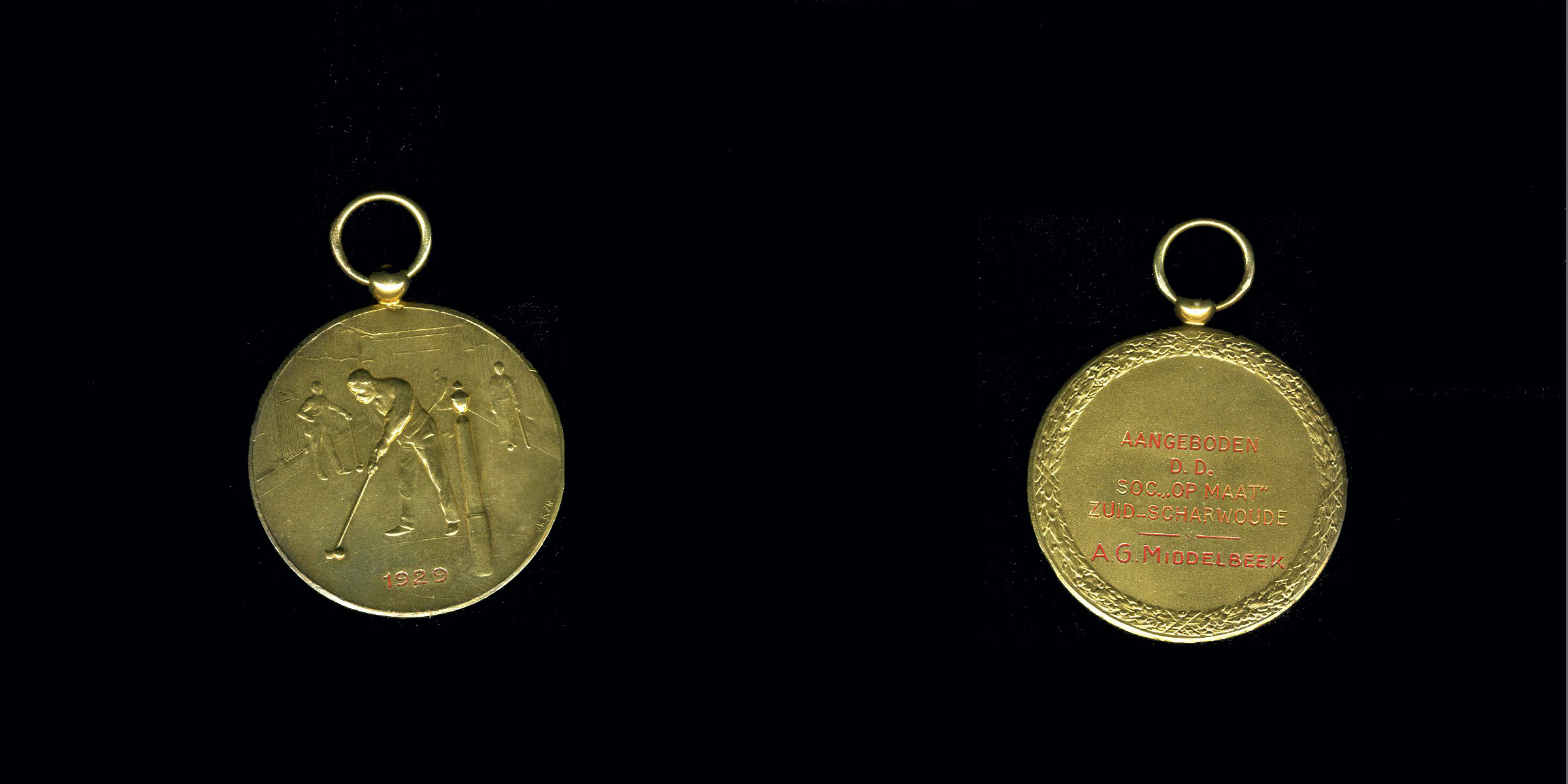 Bronzen kolfmedaille, Op Maat, Zuid-Scharwoude, A.G. Middelbeek, St. Eloyen Gasthuis. 1929