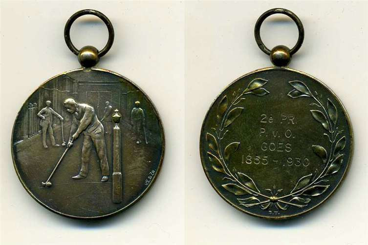 Bronzen kolfmedaille, De Prins van Oranje, Goes, Tweede prijs. 1930