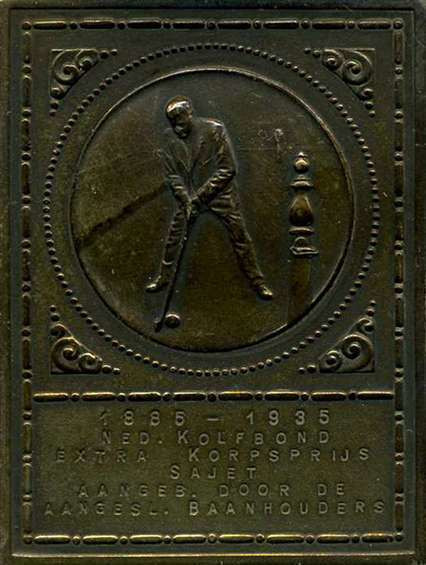 Bronzen kolfplaquette, Kolfbond, Extra korpsprijs sajet, Het Moriaanshoofd, Wormer. 1935