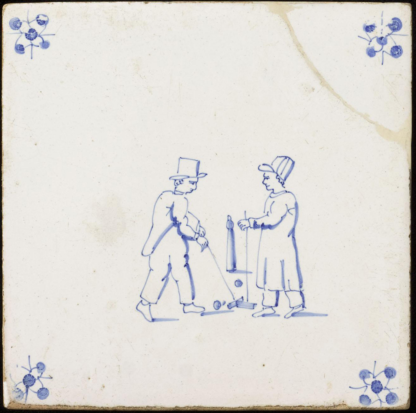 Tegel, blauw, Westraven. 1875-1900