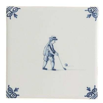 Tegel, blauw, Tichelaar. Ca. 1990