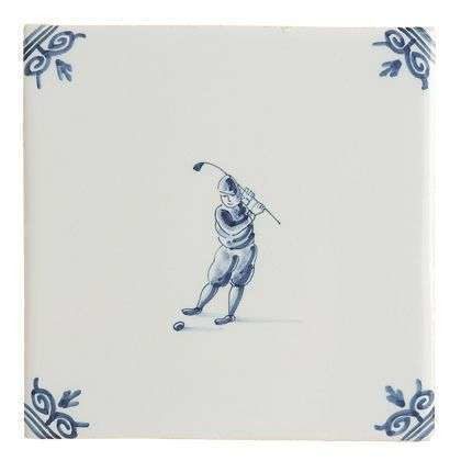 Tegel, blauw, Tichelaar. Ca. 1990