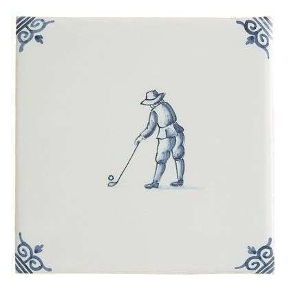 Tegel, blauw, Tichelaar. Ca. 1990