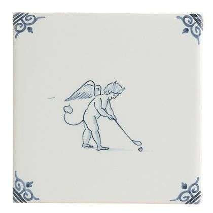 Tegel, blauw, Tichelaar. Ca. 1990