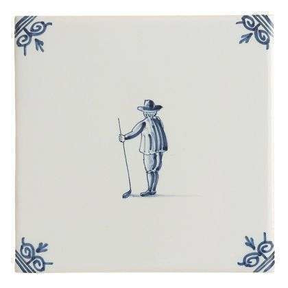 Tegel, blauw, Tichelaar. Ca. 1990