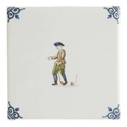 Tegel, polychroom, Kolven door den beugel, Tichelaar. Ca. 1990